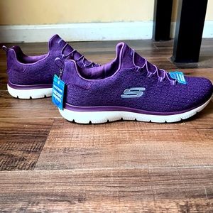 Skechers Super Soft Comfy Memory Foam Purple Vegan Sneakers Size 11 With Box